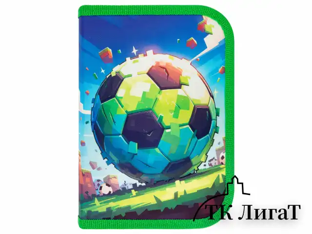 Пенал ПИФАГОР, 1 отделение, 1 откидная планка, полиэстер, 19х13 см, "Football match", 273476