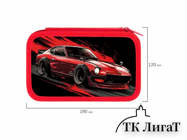Пенал ПИФАГОР, 3 отделения, ламинированный картон, 19х11 см, "Red road", 273490