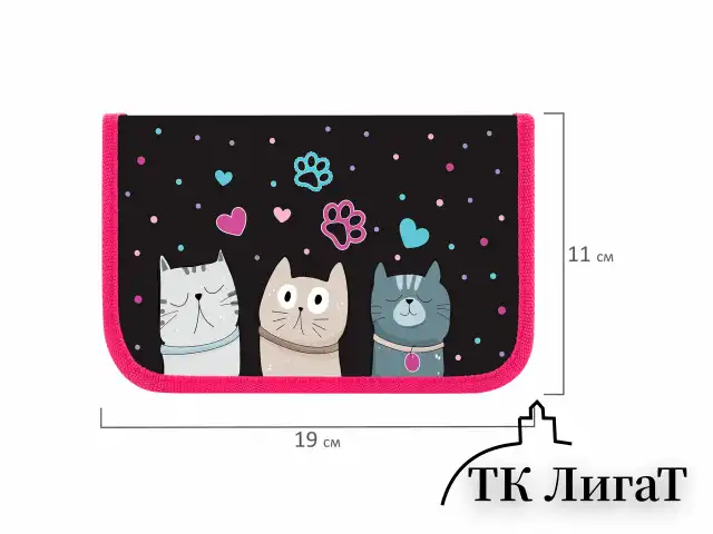 Пенал ЮНЛАНДИЯ, 1 отделение, картон с эффектом soft-touch, 19х11 см, "Cat squad", 273493