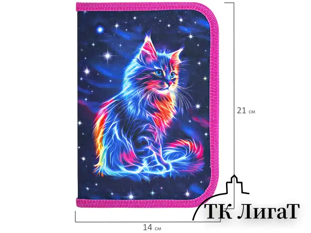 Пенал BRAUBERG, 1 отделение, полиэстер, 21х14 см, "Space cat", 273518
