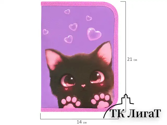 Пенал BRAUBERG, 1 отделение, 2 откидные планки, полиэстер, 21х14 см, "Paw prints", 273526