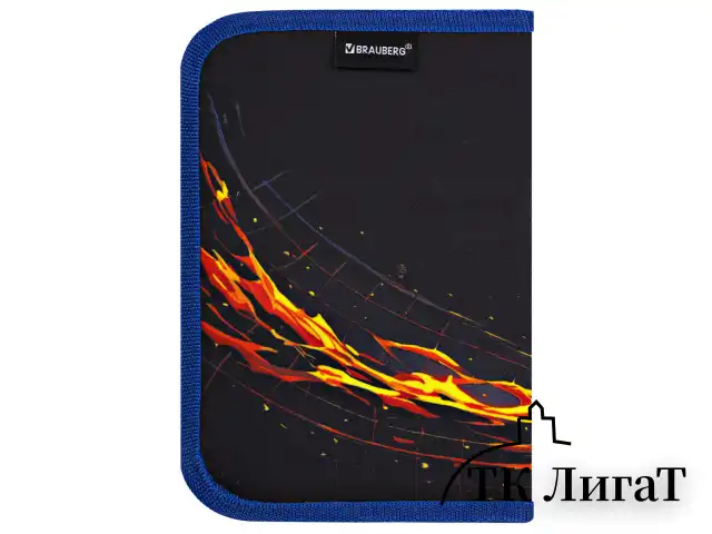 Пенал BRAUBERG, 1 отделение, 2 откидные планки, полиэстер, 21х14 см, "Burning ball", 273529