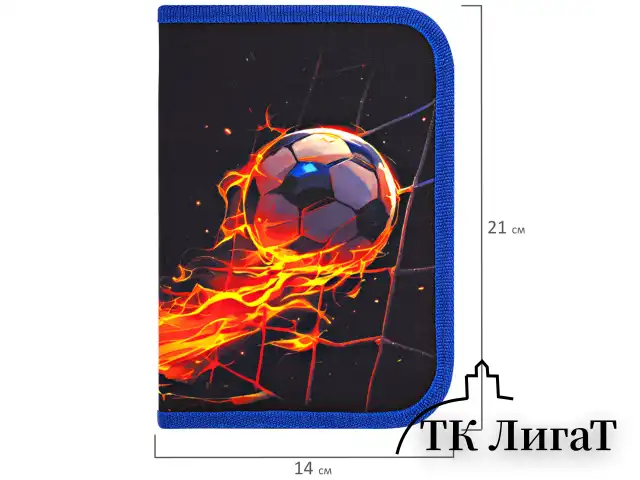 Пенал BRAUBERG, 1 отделение, 2 откидные планки, полиэстер, 21х14 см, "Burning ball", 273529