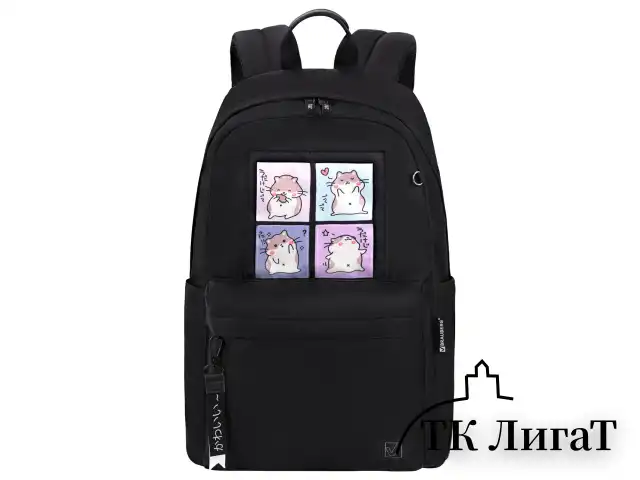 Рюкзак BRAUBERG FASHION CITY универсальный, карман-антивор, "Hamsters", черный, 44х31х16 см, 273840