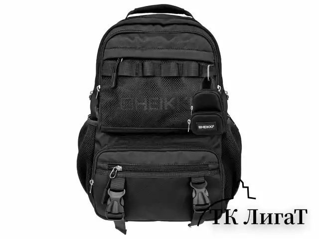 Рюкзак HEIKKI FUSION (ХЕЙКИ) универсальный, отделение для ноутбука, с КОШЕЛЬКОМ, черный, 44х31х14 см, 273864