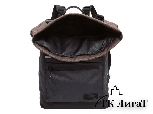 Рюкзак GRIZZLY, карман-антивор, с клапаном, трансформ. объем, ROLLTOP, 42х29х11 см, RQL-315-1/2