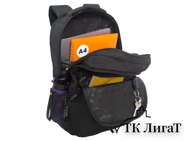 Рюкзак GRIZZLY школьный, анатом. спинка, 2 отделения, д/мальч., BLACK STRIPES, 42х31х22см,RU-532-1/2