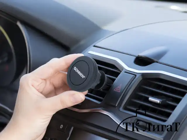 Держатель для телефона магнитный в авто на решетку вентиляции SONNEN, вращение 360°, 354923