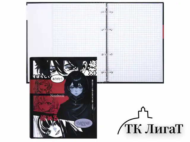 Тетрадь на кольцах А5 175х215 мм, 120 листов, твердый картон, клетка, BRAUBERG, "Anime Manga", 404715