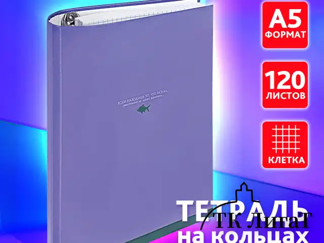 Тетрадь на кольцах А5 175х215 мм, 120 листов, твердый картон, клетка, BRAUBERG, "Monocolor", 404716