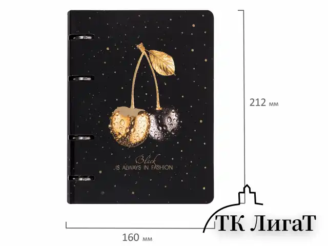 Тетрадь на кольцах А5 160х212 мм, 120 листов, картон, фольга, клетка, BRAUBERG, "Black&Gold", 404735