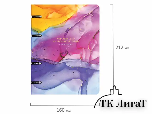 Тетрадь на кольцах А5 160х212 мм, 120 листов, картон, фольга, клетка, BRAUBERG, "Liquid art", 404738