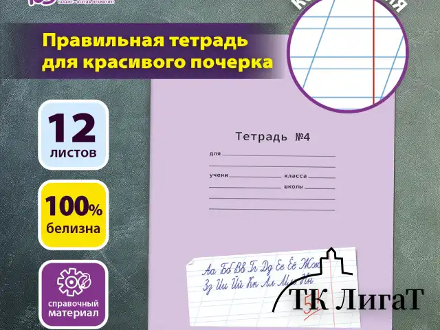 Тетрадь ПРОПИСЬ № 4 12 л. косая линия, со справочным материалом, обложка картон, ЮНЛАНДИЯ, 404851