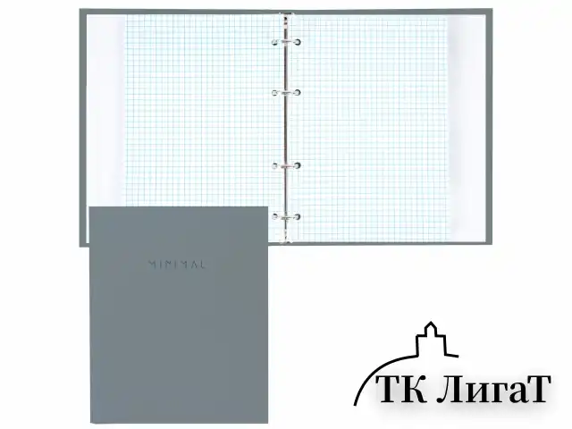Тетрадь на кольцах А5 175х215 мм, 120 л., твердый картон, матовая ламинация, клетка, BRAUBERG "Minimal grey", 404996