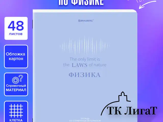 Тетрадь предметная CREATIVE 48 л., обложка картон, ФИЗИКА, клетка, подсказ, BRAUBERG, 405119
