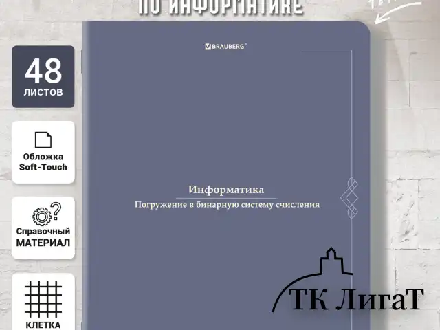 Тетрадь предметная VINTAGE 48 л., SoftTouch, ИНФОРМАТИКА, клетка, подсказ, BRAUBERG, 405154