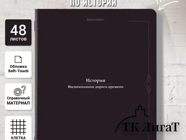 Тетрадь предметная VINTAGE 48 л., SoftTouch, ИСТОРИЯ, клетка, подсказ, BRAUBERG, 405155