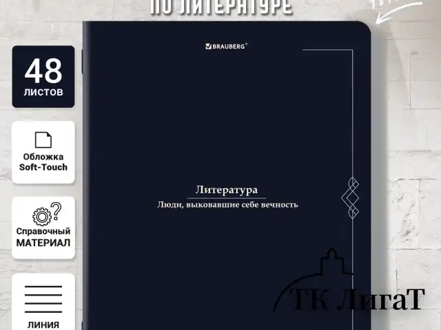 Тетрадь предметная VINTAGE 48 л., SoftTouch, ЛИТЕРАТУРА, линия, подсказ, BRAUBERG, 405156