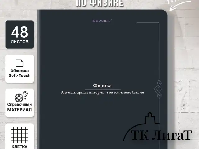 Тетрадь предметная VINTAGE 48 л., SoftTouch, ФИЗИКА, клетка, подсказ, BRAUBERG, 405158