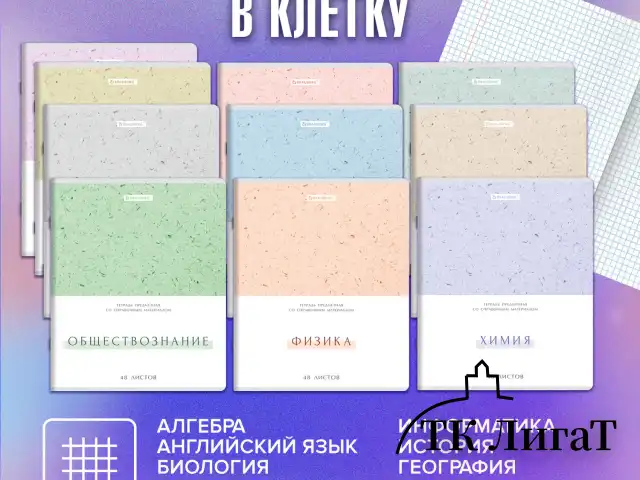 Тетради предметные, КОМПЛЕКТ 12 ПРЕДМЕТОВ, 48 л., обложка картон, BRAUBERG "HARMONY", 405167