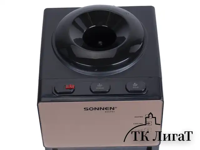 Кулер для воды SONNEN TSE-03BBP, настольный, НАГРЕВ/ОХЛАЖДЕНИЕ ЭЛЕКТРОННОЕ, 3 крана, черный/бежевый, 455751