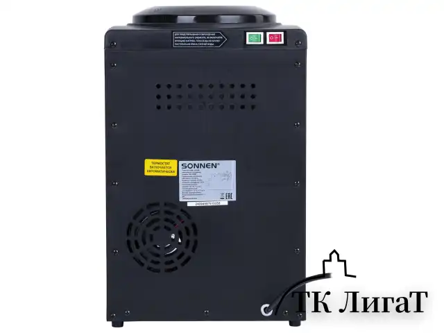Кулер для воды SONNEN TSE-03BBP, настольный, НАГРЕВ/ОХЛАЖДЕНИЕ ЭЛЕКТРОННОЕ, 3 крана, черный/бежевый, 455751