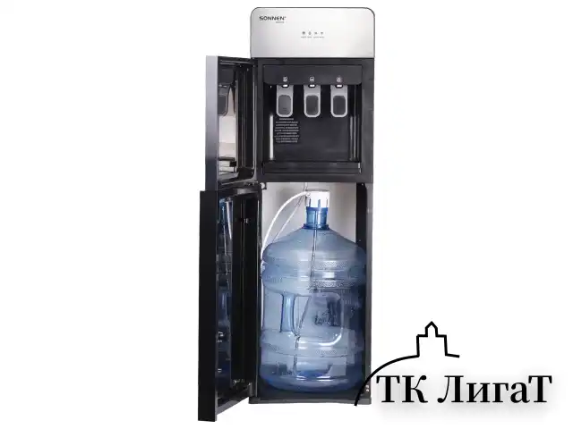 Кулер для воды SONNEN FSE-03G, напольный, нагрев/охлаждение электронное, НИЖНЯЯ ЗАГРУЗКА, 3 крана, зеркальный, 455753