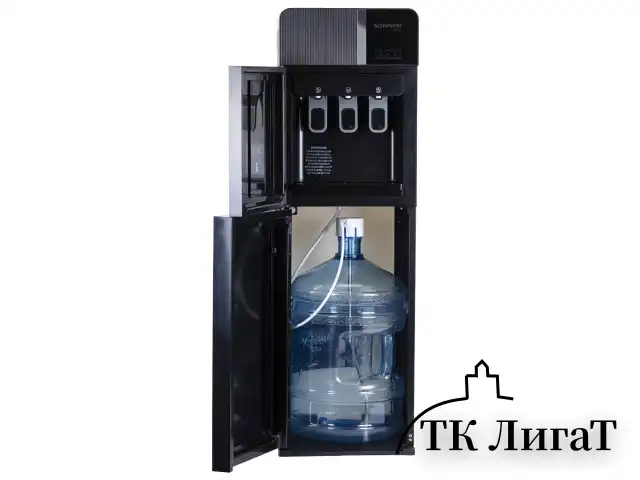 Кулер для воды SONNEN FSE-03BR, напольный, нагрев/охлаждение электронное, НИЖНЯЯ ЗАГРУЗКА, 3 крана, черный, 455754