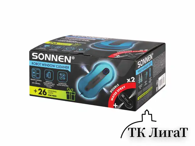Робот-мойщик окон SONNEN Tech RWC-124 DUAL SPRAY, датчик от падения, 26 салфеток, приложение, 456237