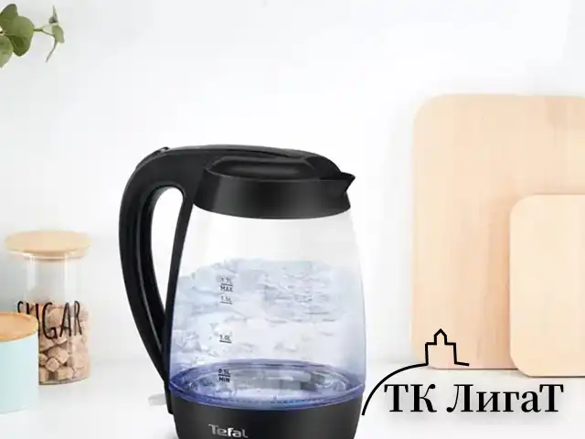 Чайник TEFAL KO450832, 1,7 л, 2400 Вт, закрытый нагревательный элемент, стекло, черный