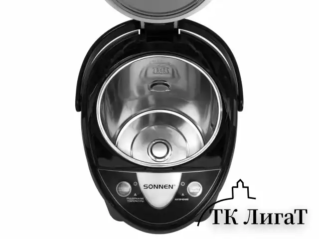 Термопот SONNEN TP-50, 5 л, 900 Вт, 1 температурный режим, 3 режима подачи воды, сталь, белый/серебро, 456711