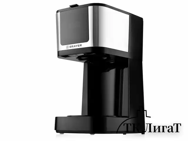 Кофеварка капельная BRAYER BR1125, 900 Вт, объем 1,25 л, LED-дисплей, термокружка в ПОДАРОК, черная