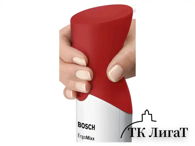 Блендер погружной BOSCH MSM64110, 450 Вт, 2 скорости, 1 насадка, стакан, белый/красный