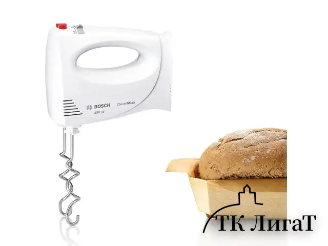 Миксер BOSCH MFQ3010, 300 Вт, 2 скорости, 2 венчика, 2 крюка для теста, белый