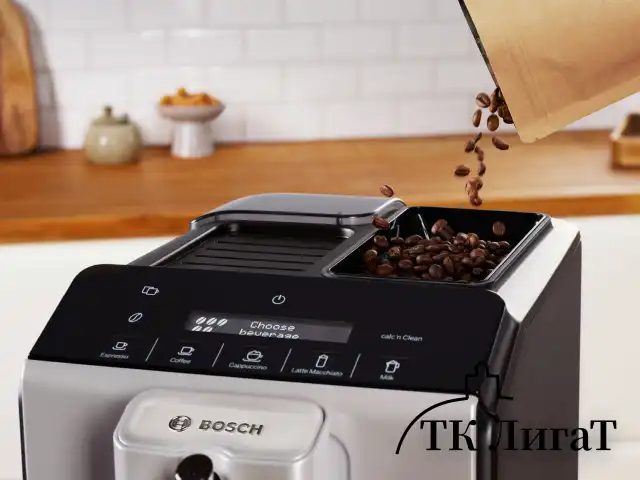 Кофемашина BOSCH TIE20301, 1300 Вт, объем 1,4 л, автокапучинатор, серебристая/черная