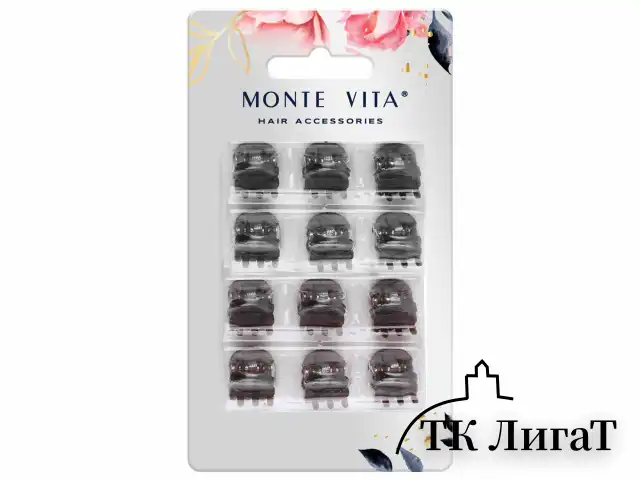 Крабы для волос НАБОР 12 шт., 0,8 см, АССОРТИ, MONTE VITA, 457026