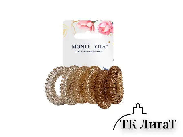 Резинки для волос НАБОР 6 шт., диаметр 3,5 см, пружинка, АССОРТИ, MONTE VITA, 457058