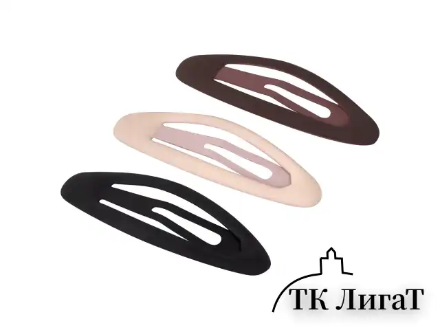 Заколки для волос НАБОР 5 шт., 5 см, клик-клак, матовые, ассорти, MONTE VITA, 457078