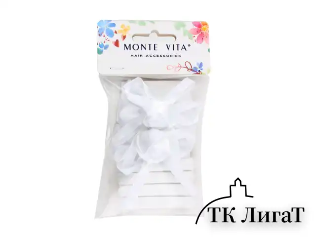 Набор для волос 6 шт.: 2 банта на заколке, 4 резинки, белый, MONTE VITA, 457116