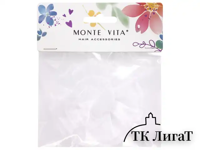 Бант для волос 8х10 см, 10х12 см, 8 см на резинке, белый, АССОРТИ, MONTE VITA, 457117