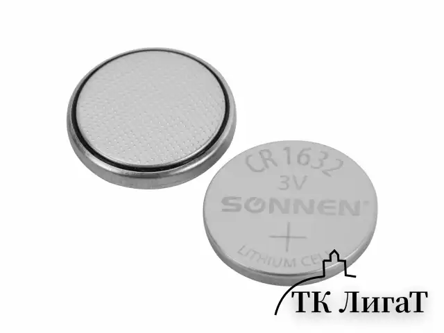 Батарейка литиевая SONNEN Lithium CR1632, "таблетка, дисковая, кнопочная", 1 шт., блистер, 457138