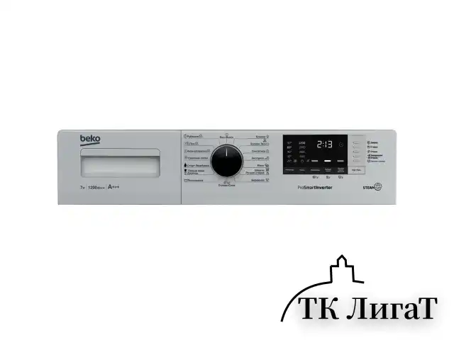 Стиральная машина BEKO RSPE78612S, 1200 об/мин, 7 кг, фронтальная загрузка, 15 программ, пар, серебристая, 7322710002