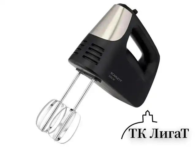 Миксер SCARLETT SC-HM40S23, 550 Вт, 5 скоростей, 2 венчика, 2 крюка для теста, черный