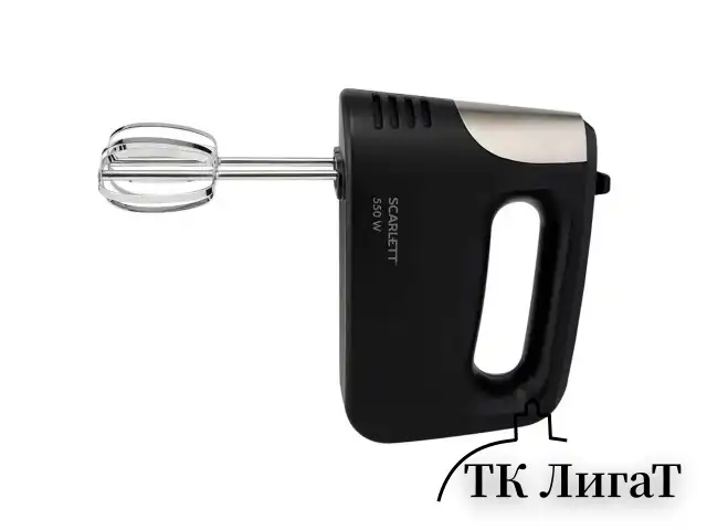 Миксер SCARLETT SC-HM40S23, 550 Вт, 5 скоростей, 2 венчика, 2 крюка для теста, черный