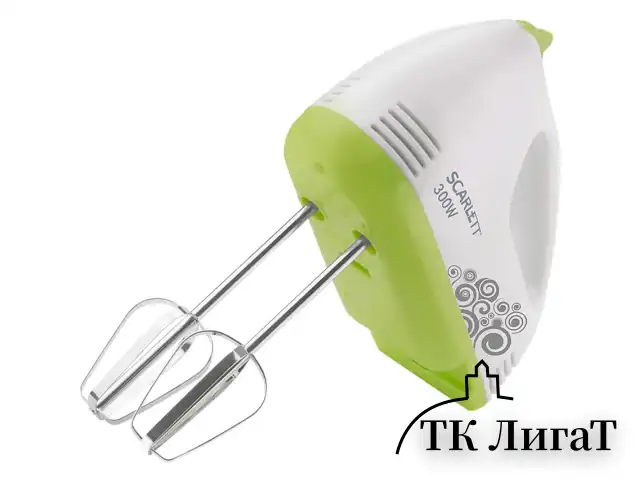 Миксер SCARLETT SC-HM40S05, 300Вт, 7 скоростей, 2 венчика, 2 крюка для теста, белый