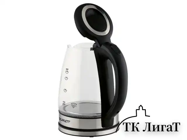 Чайник SCARLETT SC-EK27G88, 1,8 л, 1800 Вт, закрытый нагревательный элемент, стекло, черный