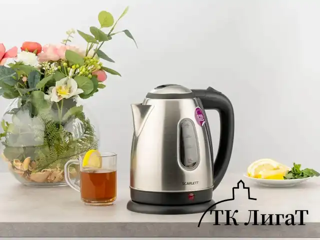 Чайник SCARLETT SC-EK21S88, 1,8 л, 2200 Вт, закрытый нагревательный элемент, стальной