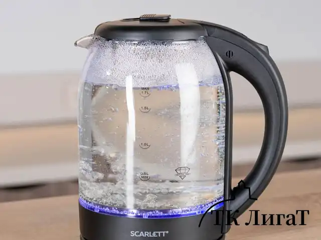 Чайник SCARLETT SC-EK27G90, 1,7 л, 1800 Вт, закрытый нагревательный элемент, стекло, черный
