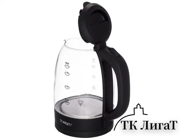 Чайник SCARLETT SC-EK27G11, 1,7 л, 2200 Вт, закрытый нагревательный элемент, стекло, черный