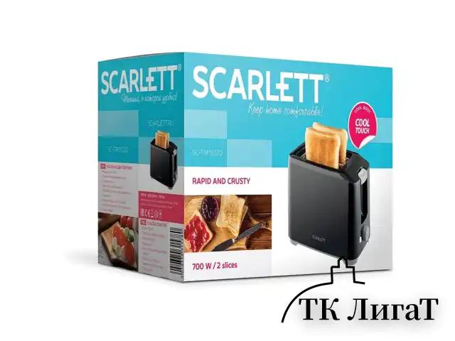 Тостер SCARLETT SC-TM11020, 700 Вт, 2 тоста, 7 режимов, механическое управление, пластик, черный